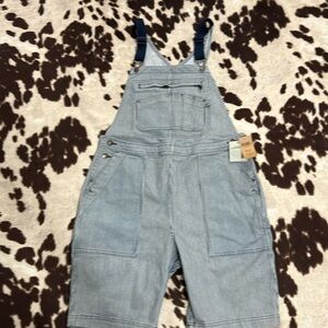 Duluth Trading Co short overalls size m railroad stripe